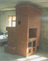 Камин с аркой + печь Ш-7 в одном блоке вид со стороны печи